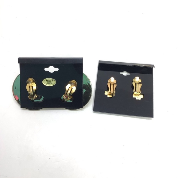 (2) Pairs Chunky Statement Clip-on Earrings Lot 4 - Picture 4 of 6